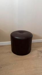 Vintage leren poef, Ophalen, Rond, Zo goed als nieuw, Minder dan 50 cm