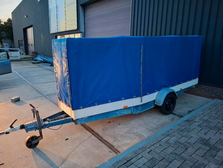 Aanhanger 4 meter lang, met huif, Auto diversen, Aanhangers en Bagagewagens, Gebruikt, Ophalen