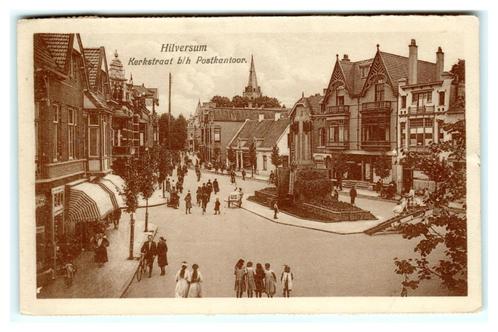 Hilversum, Kerkstraat b/h Postkantoor, Verzamelen, Ansichtkaarten | Nederland, Gelopen, Noord-Holland, 1920 tot 1940, Verzenden