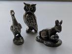 Drie tinnen mini beeldjes voor letterkast konijn uil gans, Verzamelen, Beelden en Beeldjes, Ophalen of Verzenden, Zo goed als nieuw