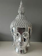 Zilverkleurige Boeddha Hoofd 55 cm hoog 26 cm  doorsnede, Ophalen of Verzenden, Zo goed als nieuw
