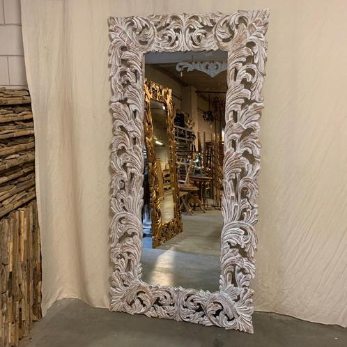 Barok spiegel - houten lijst – wit - 200 x 100cm-TTM Wonen, Huis en Inrichting, Woonaccessoires | Spiegels, Nieuw, Rechthoekig