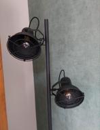 Industriële vloerlamp zwart metaal verstelbaar 2 spots, Nieuw, Industrieel, 150 tot 200 cm, Ophalen of Verzenden