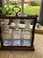 Antieke likeurset met houten standaard, Ophalen of Verzenden