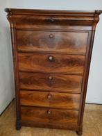 Mahoniehouten chiffoniere ladenkast antiek, Ophalen, Gebruikt, 100 tot 150 cm, 5 laden of meer