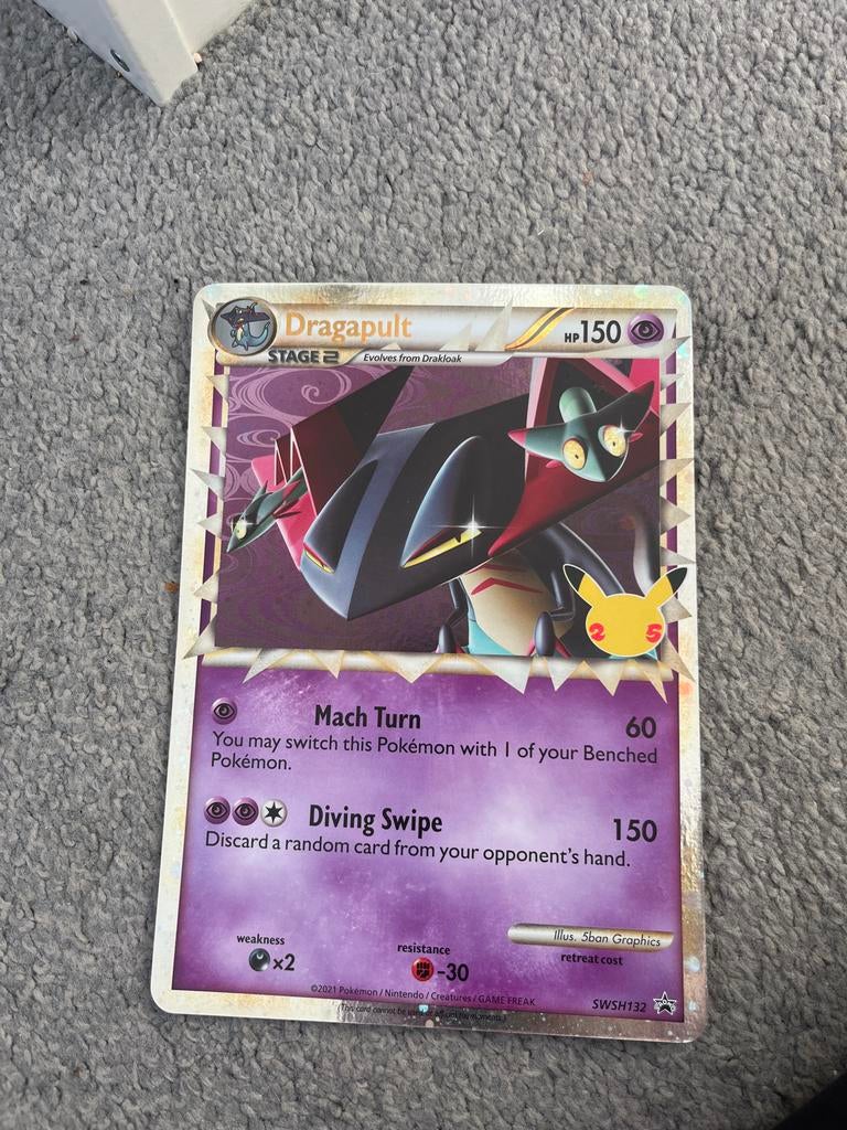 Grote Zeldzame Dragapult Pokemon Kaart, Ophalen of Verzenden, Zo goed als nieuw, Losse kaart