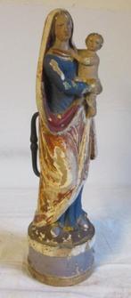 antieke houten gepolychromeerde madonna met kind, Antiek en Kunst, Antiek | Religie, Verzenden