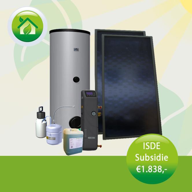 Zonneboiler compleet systeem 6,8 GJ (2 panelen, 200 liter), Doe-het-zelf en Verbouw, Geisers en Boilers, Nieuw, Boiler, 100 liter of meer