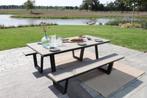 Kunststof picknick tafel , Wood of Grey met aluminium frame!, Tuin en Terras, Nieuw, Rechthoekig, Ophalen, Aluminium