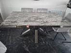 Eettafel & Salontafel Set Grijs Marmer Zilver X Poten, Huis en Inrichting, Tafels | Eettafels, Ophalen, 100 tot 150 cm, Overige materialen