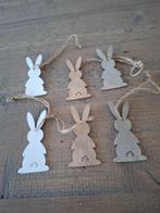 Pasen - Paasdecoratie - houten paashaasjes - 6 stuks, Ophalen of Verzenden, Nieuw