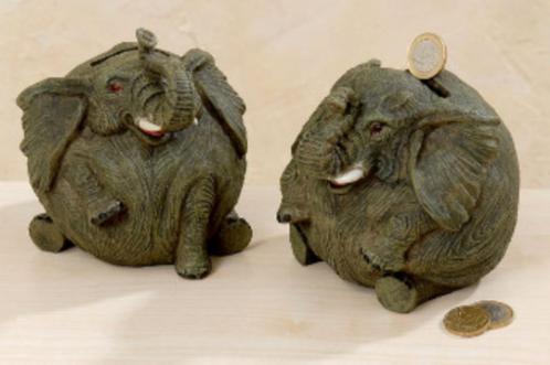 Leuke, vrolijke, groene, bolle Olifant, circus, spaarpot, Tuin en Terras, Tuinbeelden, Nieuw, Dierenbeeld, Kunststof, Ophalen of Verzenden