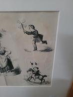 Lijst met glas en prent spelende kinderen, Antiek en Kunst, Ophalen of Verzenden