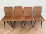 4x eetkamerstoel bruin/ cognac, Huis en Inrichting, Stoelen, Ophalen, Metaal, Gebruikt, Bruin