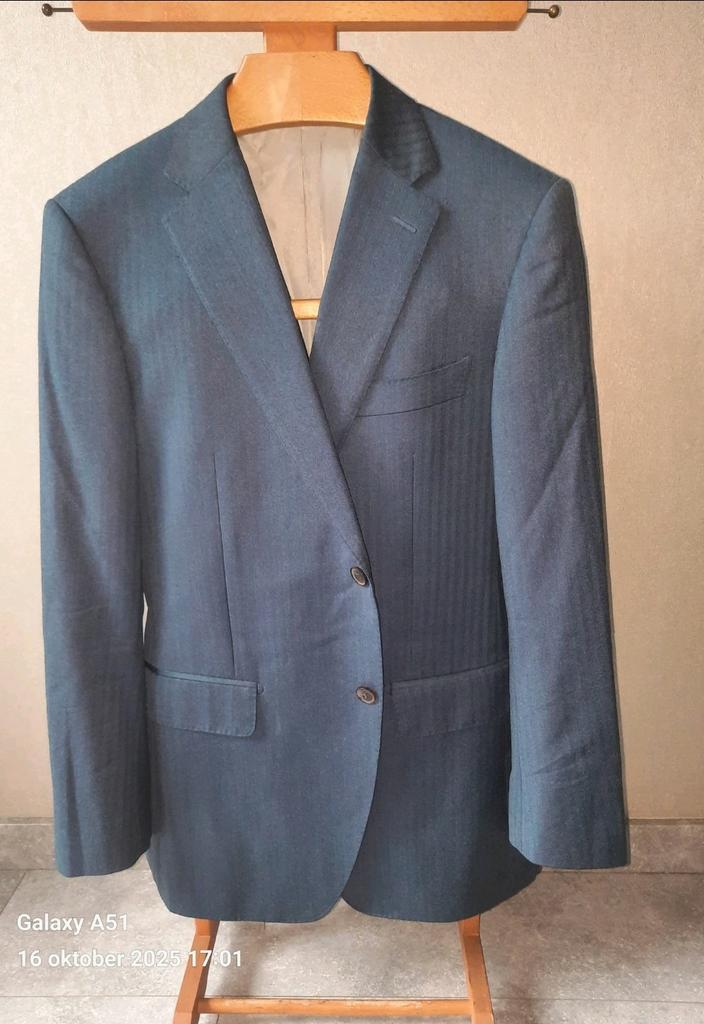 Suitsupply Colbert Jasje Maat 52 Blauw Visgraat S120 Wol, Kleding | Heren, Kostuums en Colberts, Gedragen, Maat 52/54 (L), Blauw