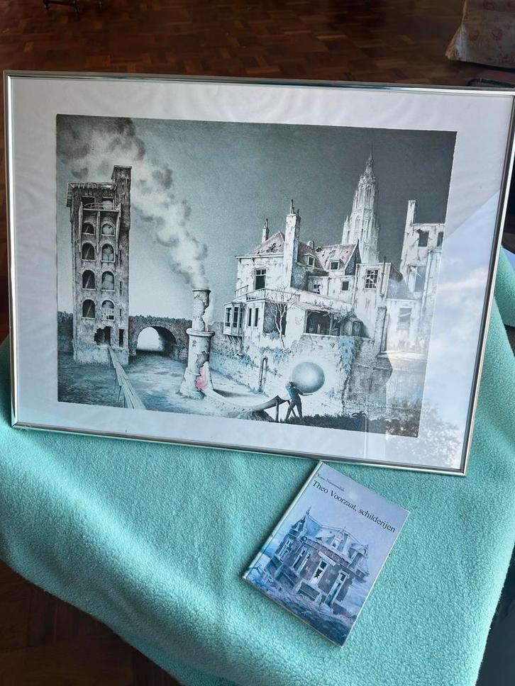 Litho Theo Voorzaat (inclusief lijst), Antiek en Kunst, Kunst | Schilderijen | Modern, Ophalen of Verzenden