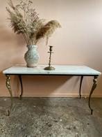 Prachtige vintage salontafel met licht marmeren blad, Ophalen, Minder dan 50 cm, Gebruikt, 50 tot 100 cm
