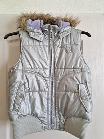 Leuke zilveren paarse bodywarmer body warmer maat 170 beschikbaar voor biedingen