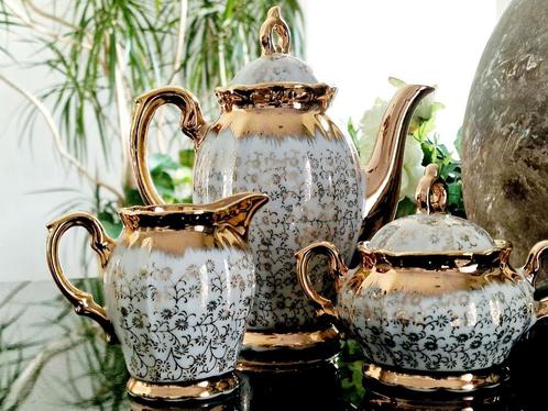 Bavaria 24 krt mokka koffie thee set 3 delig, Antiek en Kunst, Antiek | Servies compleet, Ophalen of Verzenden