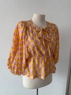 Blockprint blouse met strik, Kleding | Dames, Maat 38/40 (M), Studio Ines Bon, Geel, Nieuw