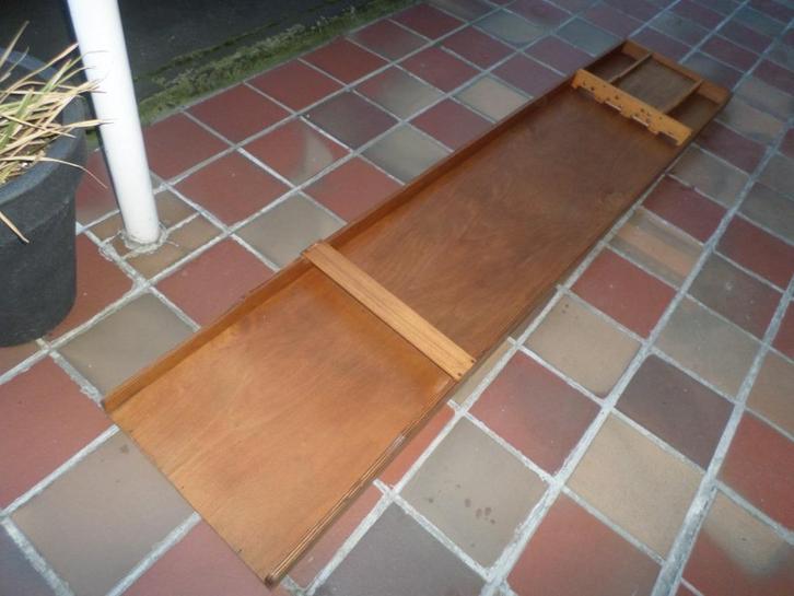 Vintage 70's houten sjoelbak met stenen. Lengte 2 meter, Kinderen en Baby's, Speelgoed | Houten speelgoed, Gebruikt, Overige typen