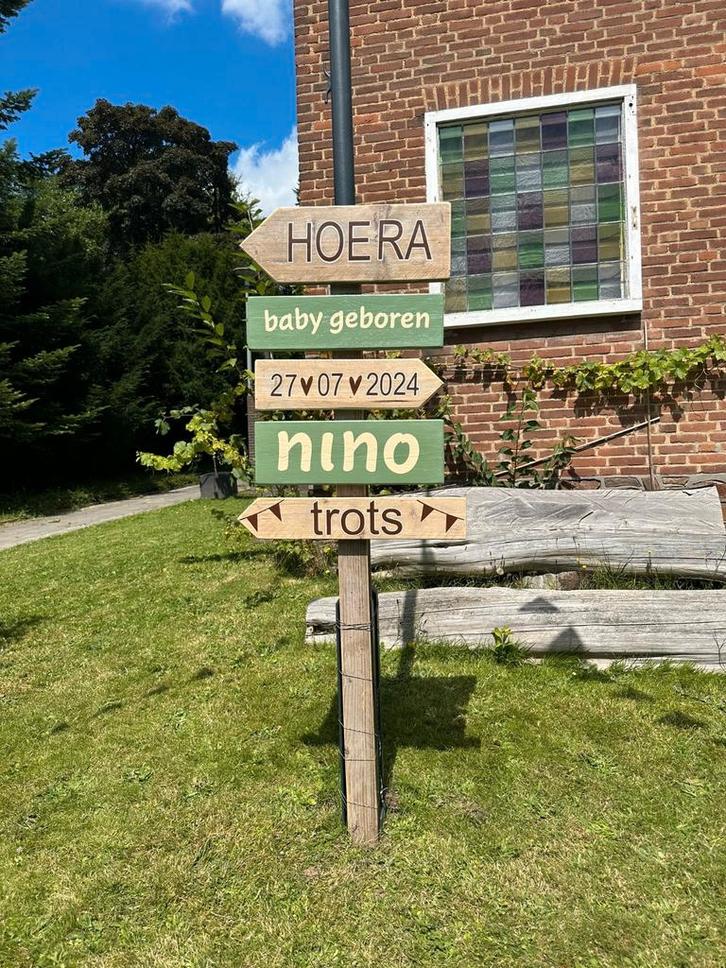 Wegwijzers geboorte bord gender reveal Babyshower baby, Kinderen en Baby's, Kraamcadeaus en Geboorteborden, Ophalen of Verzenden