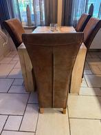 eetkamerstoelen leder, Huis en Inrichting, Ophalen, Gebruikt, Bruin, Hout