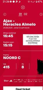 Ajax Heracles Almelo vak 415 2 tickets naast elkaar., Tickets en Kaartjes, Augustus