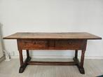 Antieke houten wandtafel met 2 laden, Ophalen