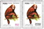 PERU 6 - Dieren: zoogdieren (rode oeakari), Postzegels en Munten, Postzegels | Thematische zegels, Ophalen of Verzenden, Dier of Natuur