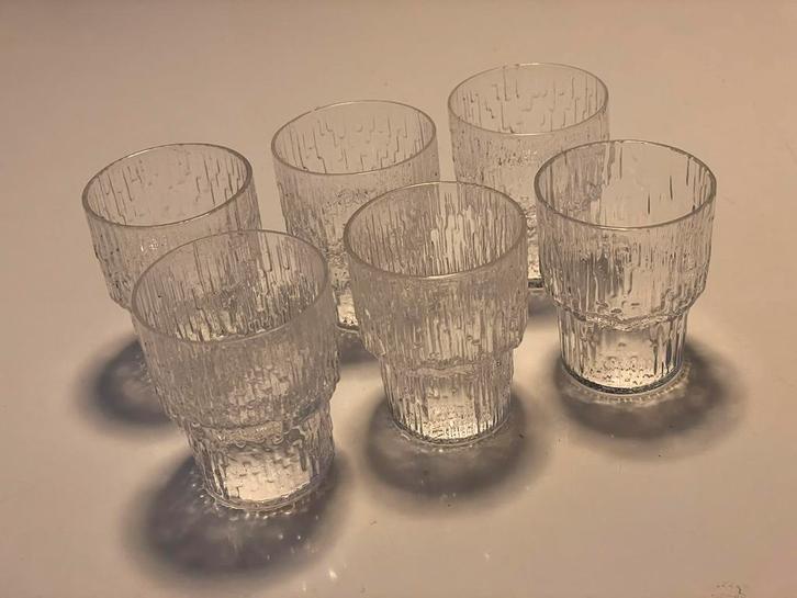 Iittala, Finland: 6 'Paadar' glaasjes Tapio Wirkkala ca.1970, Antiek en Kunst, Antiek | Glas en Kristal, Ophalen of Verzenden