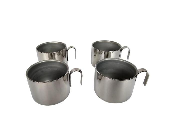 4 x Dubbelwandige Espresso mokken / RVS / Italie /90s, Huis en Inrichting, Keuken | Keukenbenodigdheden, Gebruikt, Ophalen of Verzenden