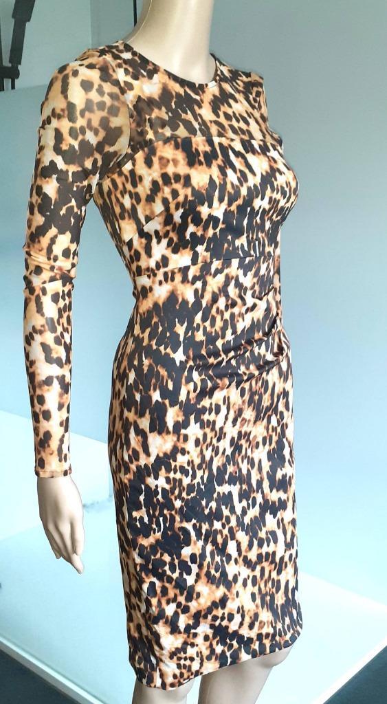 Korte jurk luipaard mesh Karen Millen 36 S, Kleding | Dames, Jurken, Nieuw, Maat 36 (S), Bruin, Boven de knie, Verzenden