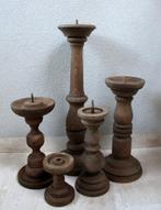 set houten kandelaars, Ophalen of Verzenden, Gebruikt, Bruin, Hout