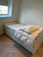 Enkel bed incl onderschuif bed 2 frisse matrassen, 90 cm, Eenpersoons, Wit, Zo goed als nieuw
