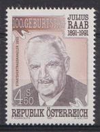 Oostenrijk 1991 Herdenking Julius Raab Politicus Kanselier, Ophalen of Verzenden, Postfris