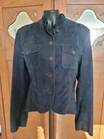 Navy suede damesjasje "Meddens" mt 40, Ophalen of Verzenden, Zo goed als nieuw, Maat 38/40 (M), Blauw