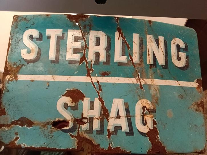 Sterling Shag Reclamebord - Vintage Decoratie, Antiek en Kunst, Antiek | Emaille, Ophalen of Verzenden