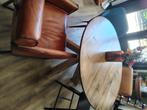 Massief eiken houten ronde tafel 123 cm, Huis en Inrichting, Tafels | Eettafels, Ophalen, Zo goed als nieuw, Vijf personen of meer
