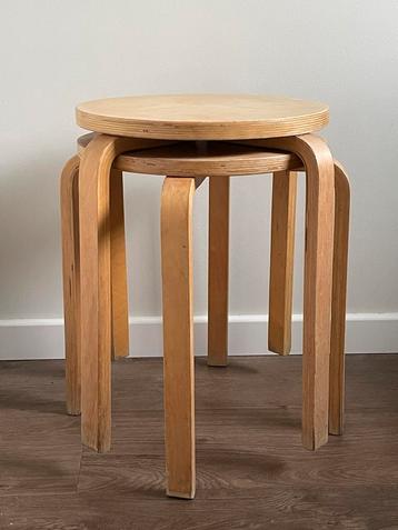 2 X Vintage Ikea Frosta Kruk Krukje Krukjes Stappelbaar Berk beschikbaar voor biedingen