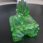 Mooi groen glazen art deco potje, Ophalen of Verzenden
