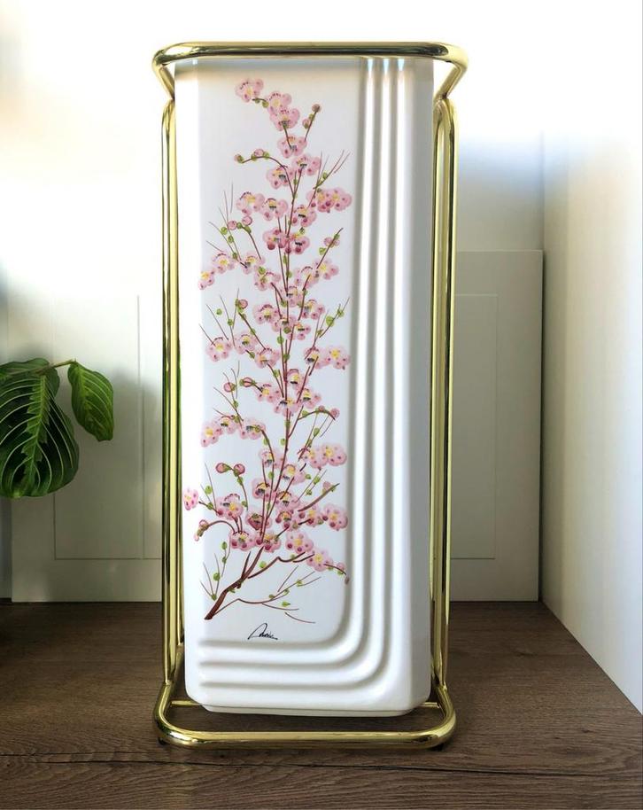 Vintage Keramische Parapluhouder met Gouden Frame, Huis en Inrichting, Woonaccessoires | Paraplubakken, Ophalen of Verzenden