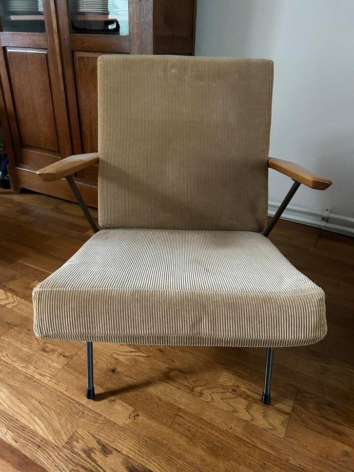 Koene Oberman Gelderland Fauteuil - Jaren 50 Design, Huis en Inrichting, Stoelen, Gebruikt, Eén, Metaal, Bruin, Ophalen