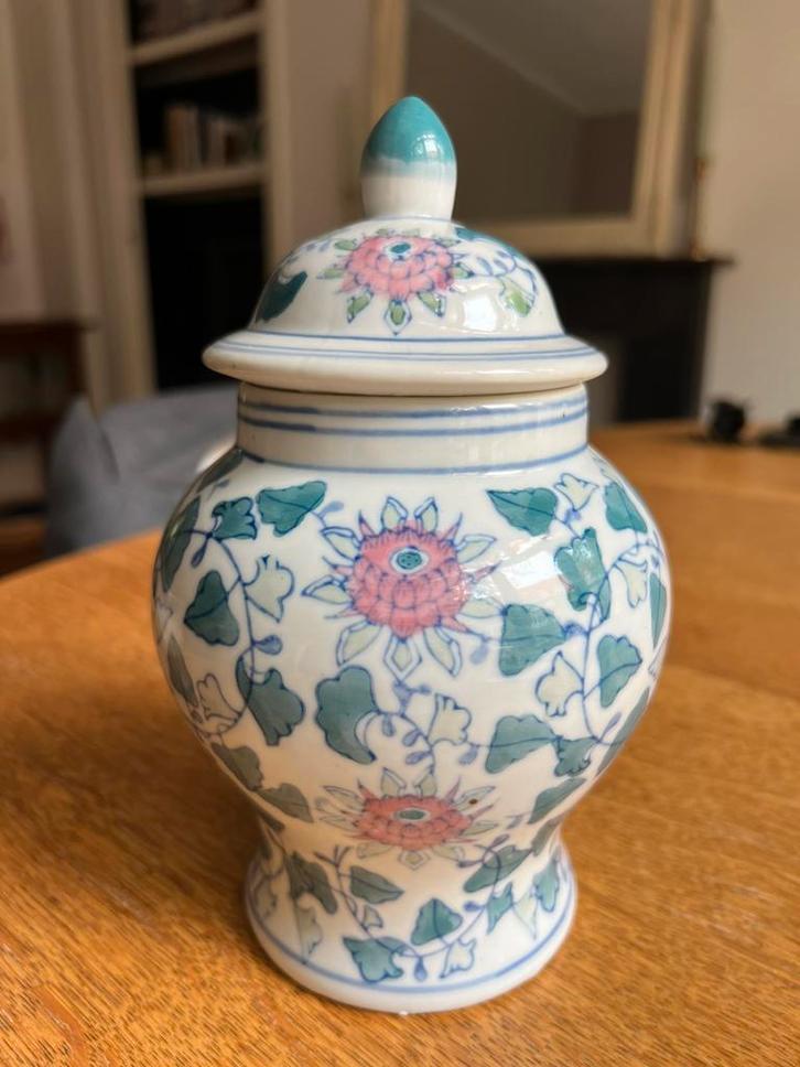 Chinese gemberpot met groen en roze, Antiek en Kunst, Antiek | Vazen, Ophalen of Verzenden
