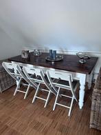 Set van 6 originele Riviera Maison bistro klapstoelen, Ophalen, Wit, Hout