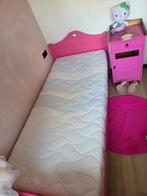 Mooi roze houten meisjesbed eenpersoons, Ophalen, 85 tot 100 cm, Gebruikt, Lattenbodem