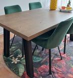 Eettafel tafel robust massief hout metaal bruin zwart  indus, Ophalen, 50 tot 100 cm, Zo goed als nieuw, Vijf personen of meer