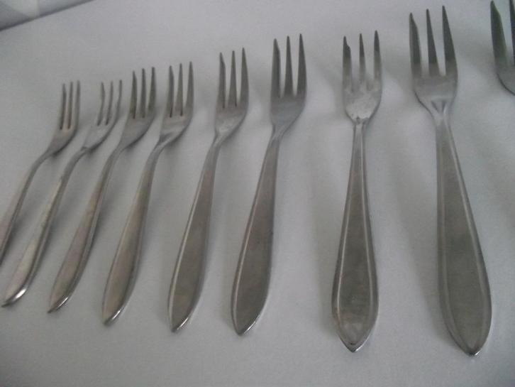 19 RVS puntfilet taartvork 12 cm inoxa gebaksvorkje ook p st, Antiek en Kunst, Antiek | Bestek, Ophalen of Verzenden