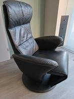 Zwarte lederen relaxfauteuil, Huis en Inrichting, Fauteuils, Ophalen, Gebruikt, Minder dan 75 cm, Leer