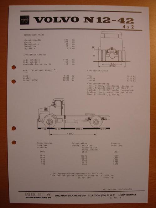 Volvo N12 Technische Specificatie folder 1974 Torpedo Neus, Boeken, Auto's | Folders en Tijdschriften, Zo goed als nieuw, Volvo